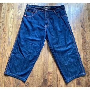 5ive Jungle Jeans Mens Size 46x27 Super Baggy Vintage Y2K Embroidered Hip Hop